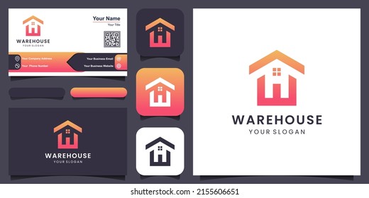 W Diseño de logotipo con elemento de casa.