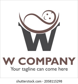 W logo design on Childcare theme