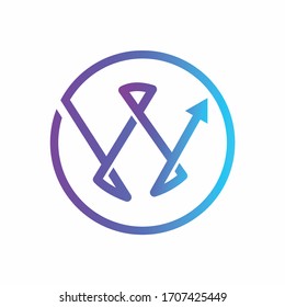 Diseño del logotipo W con aleación de color simple