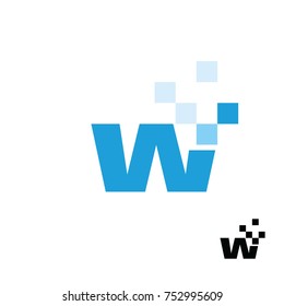 w logo digital flat vector template 