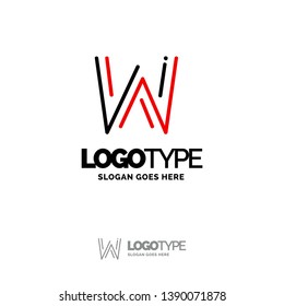 W Logo. Digital Logo template. Black and Red Logo template, Technology Brand Name Design. Creative Symbol Place for Tagline/slogan. Elegant Logo Design Template