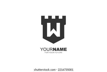 W logo fortress vector for team identity company. initial letter security template vector illustration for your brand.