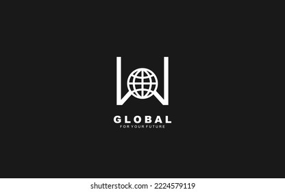 Logo de W GLOBE para identidad. Ilustración vectorial de plantilla NETWORK para su marca.