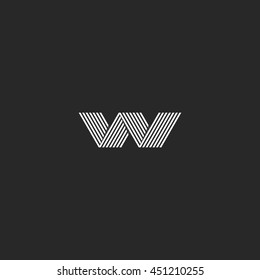 W logo hipster monogram, abstract lines shape, emblem business card graphic design decoration element