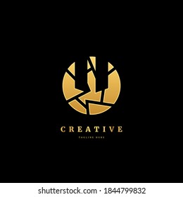 Logo de W. Letra inicial W con círculo de mosaico. El concepto de diseño del logotipo de la lonja de lujo, adecuado para empresas y negocios.