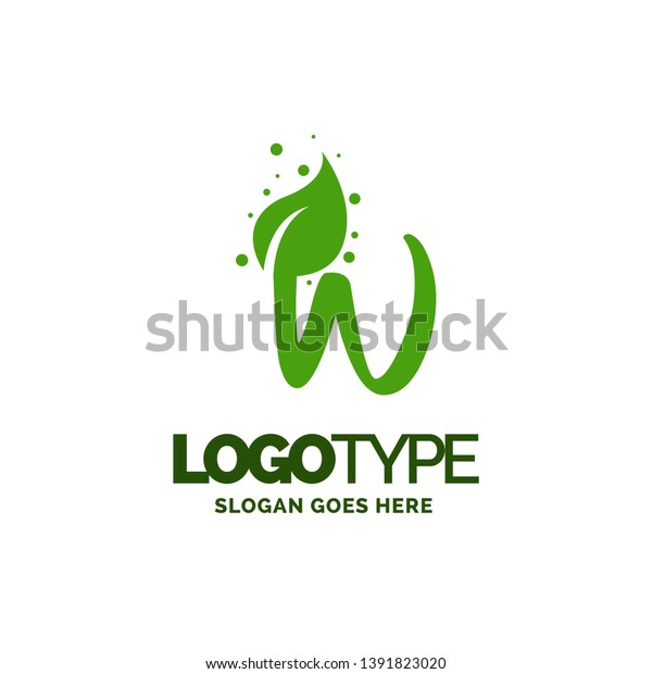 W Logo Leaf Element Nature Leaf Stock Vector Royalty Free 1391823020