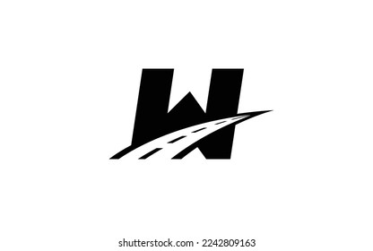 W Logo letter with ROAD concept for template 