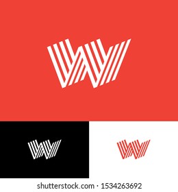 W logo. W monogram consist of folded lines. W letter on a different backgrounds.