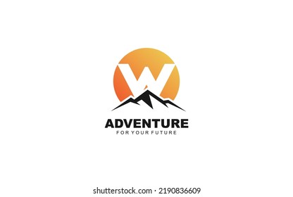 W logo mountain for identity. letter template vector illustration for your brand.