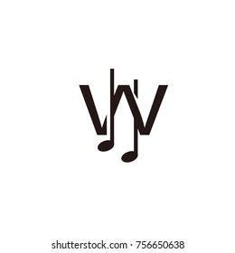 w logo music flat vector template