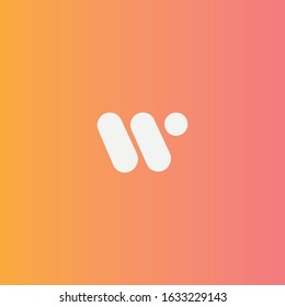 w logo with orange yellow Gradient background. minimal logo 