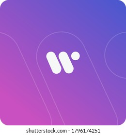 w logo with orange yellow Gradient background. minimal logo 