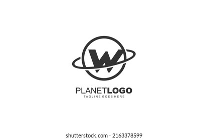 W logo planet for identity. world template vector illustration for your brand.