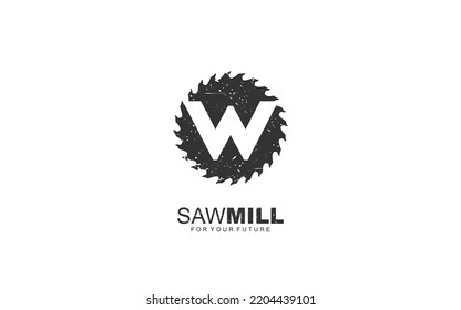 W logo sawmill vector for woodworking company. initial letter carpentry template vector illustration for your brand.