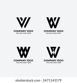 W-Logo-Set flaches Design Vorlage Kollektion