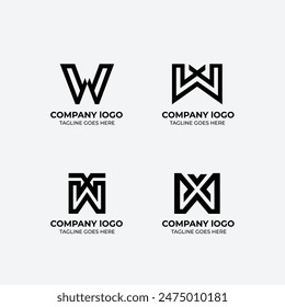 W logo set flat design template collection
