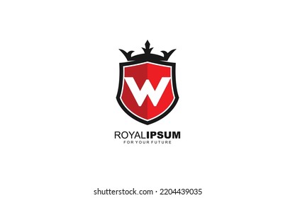 W logo shield for branding company. security template vector illustration for your brand.