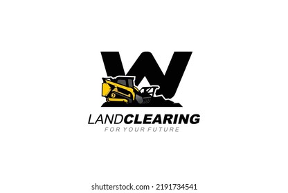 Carrera del logo W para la empresa de construcción. Ilustración vectorial de la plantilla de equipo pesado para su marca.