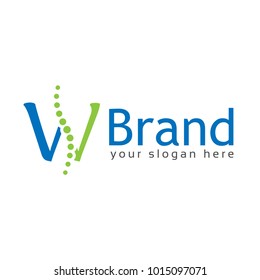 W logo with spine. W letter. Flat logo design