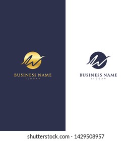 W Logo Template, Mild, Simple, Modern Elegant Logo Vector Design Eps 10 with luxury gold color