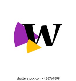 W Logo.. Vector Graphic Business Branding Letter Element Illustration with Colorful Triangles. White Background
