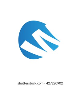 W Logo. Vector Graphic Business Branding Letter Element Illustration. Blue Negative Space Design. White Background