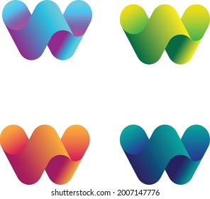 W Logo Vector Set Gradient 