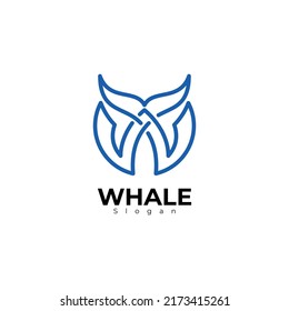 W logo and whale design combination, letter W logo and line style