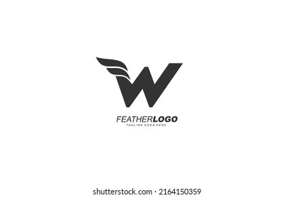 W logo wing for identity. feather template vector illustration for your brand.