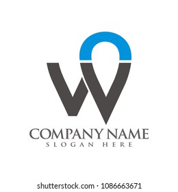 W logo or wv logo initial letter design template vector