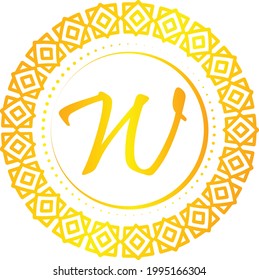 W Logo.Carta .Resumen Vector de diseño W en colores dorados.