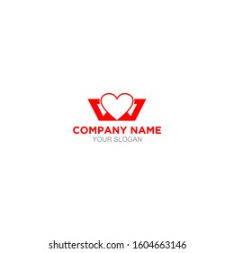 W Love Logo Design Vector
