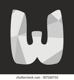 W low poly hand drawn wrapping surface alphabet letter isolated on black background vector illustration