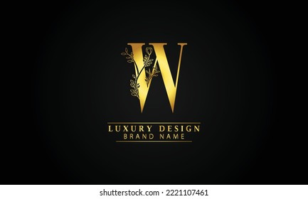 W luxury, realistic, minimalist. minimal, professional, simple vector. logo design with black gradient background