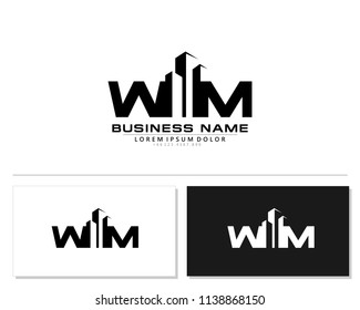 W M Initial building logo concept
