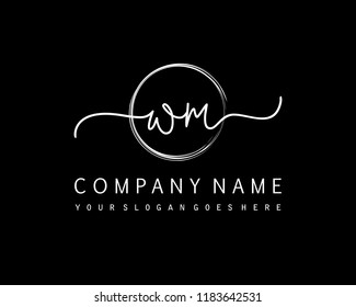 W M Initial Handwriting Logo Vector