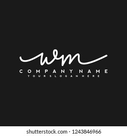W M Initial handwriting logo vector