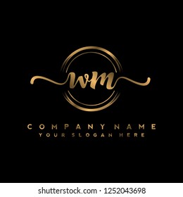 W M Initial handwriting logo vector
