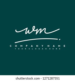 W M Initial handwriting logo vector