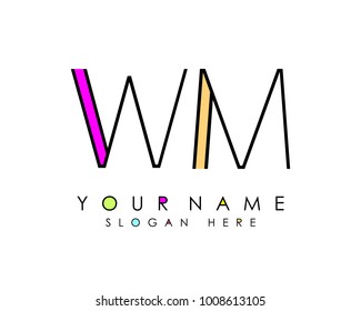 Vector de plantilla de logotipo minimalista inicial W & M