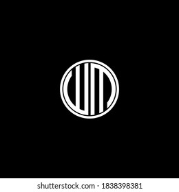 W M letter logo abstract design on black color background, wm monogram