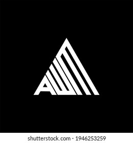 A W M letter logo creative design on black color background. AWM icon
