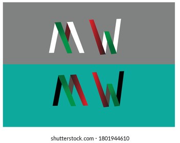 Letra W y M multicolor ilustración vectorial única reducción del logotipo