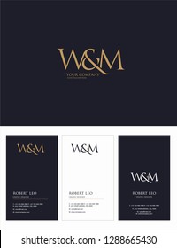 W & M letters Joint logo icon and Business card vector template.
