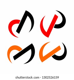 W or M or P or R Initial Logo Design Template Illustration Vector