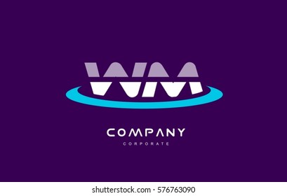 w m wm cyan magenta blue letter combination alphabet vector company logo icon sign design template 