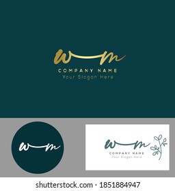  W M WM Initial letter handwriting and signature logo. Beauty vector initial logo .Fashion, boutique, floral and botanical