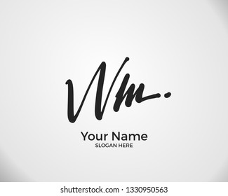 W M WM initial logo signature vector. Handwriting concept logo.