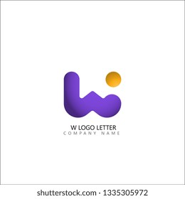 W minimal initial logo letter template vector - Vector