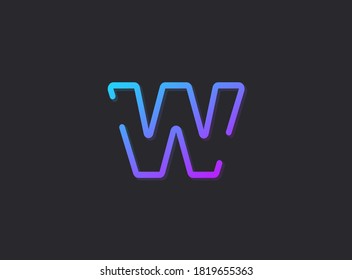 W, letra de gradiente moderna. Diseño moderno y dinámico de estilo creativo. Para logotipo, etiqueta de marca, elementos de diseño, aplicación y más. Ilustración vectorial aislada